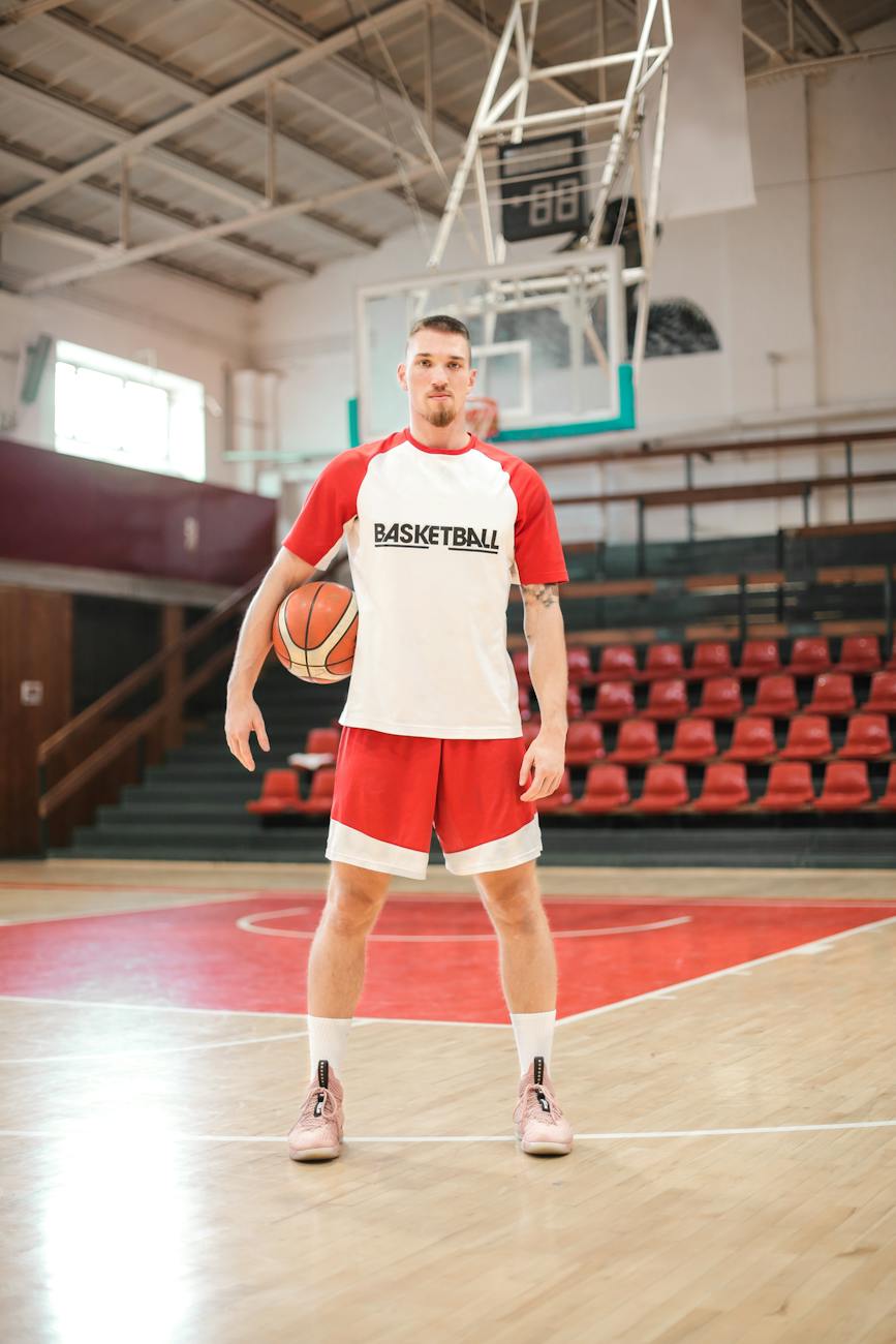 basketball player standing on basketball court